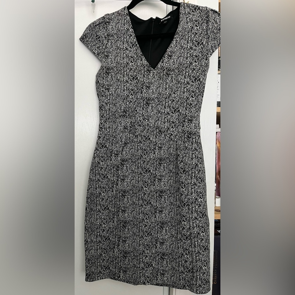 Tweed Black and White Style Sheath Dress